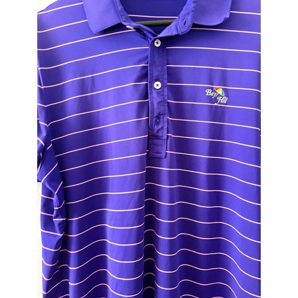 RLX Ralph Lauren Men's Large Striped Performance Golf Polo Shirt Bay Hill